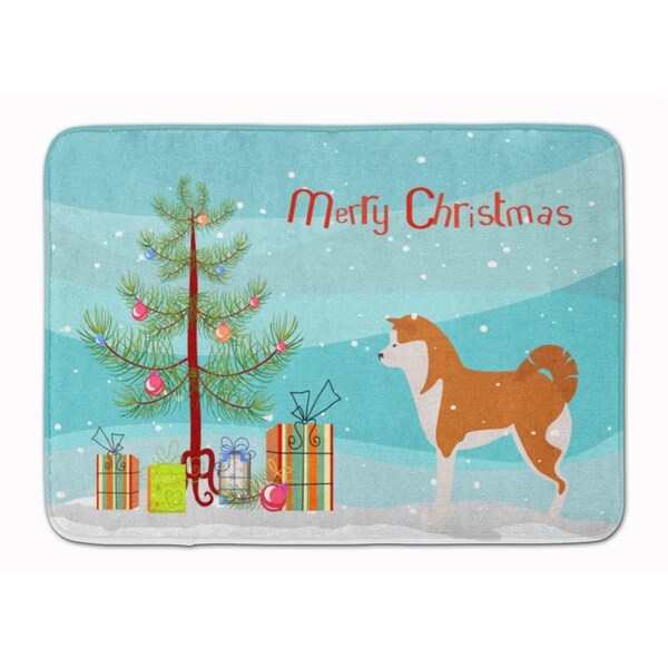 Carolines Treasures Akita Merry Christmas Tree Machine Washable Memory Foam Mat BB2990RUG - main
